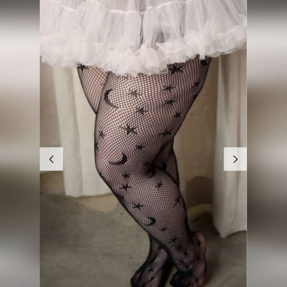 Sock Dreams Celestial Moon and Star Fishnet Tights - Picture 7 of 13